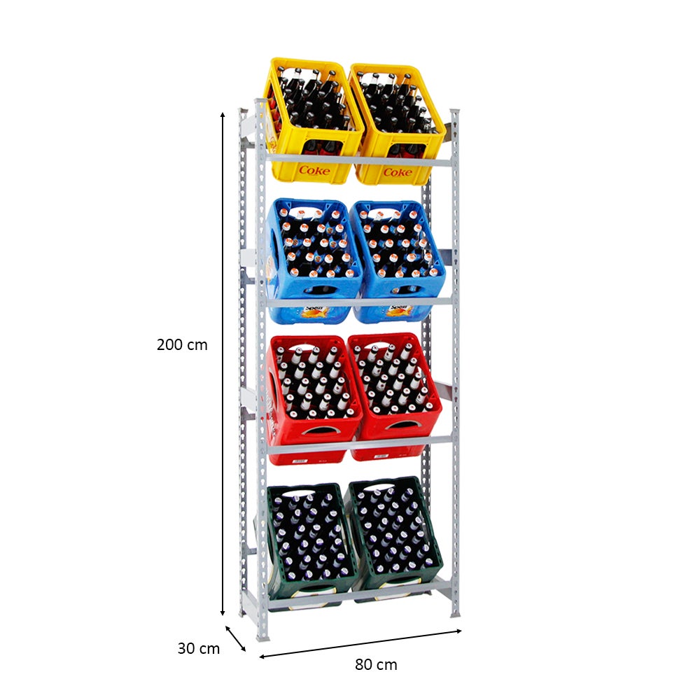 PROREGAL Drankkratplank, Hoog Big Camel, HxBxD 200 x 80 x 30 cm, Grijs