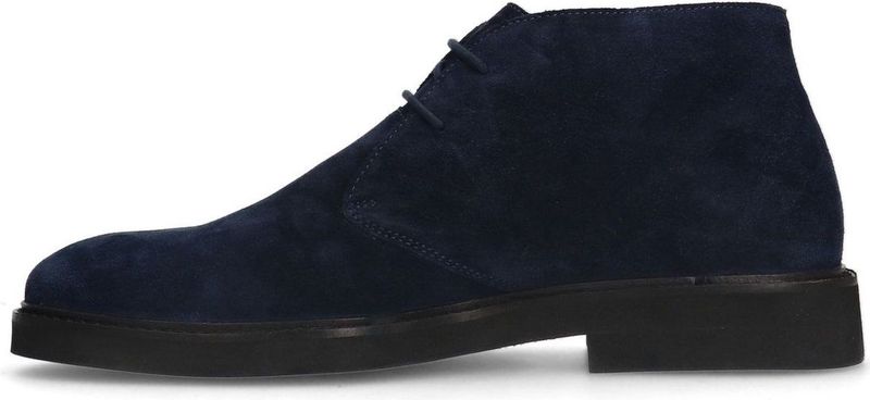 Manfield - Heren - Navy Veterboots - Suède - Platte Hak 2 cm