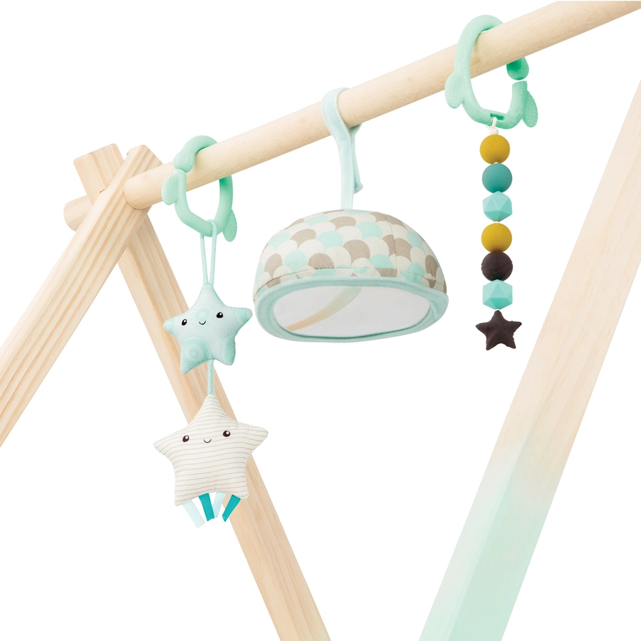 B.TOYS B. Activity Gym aus Holz mit Spieldecke und Stern-Greiflingen Mehrfarbig