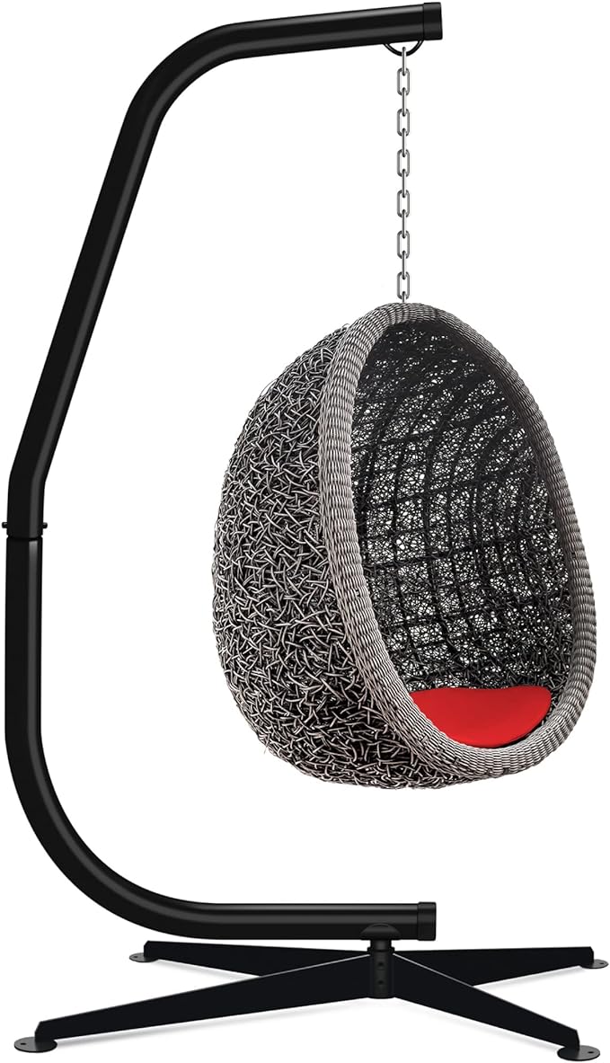 Best Choice Products Metal Hanging Hammock C-Stand for Chair/Weather-Resistant Finish, Offset Base - Stand Only - Black