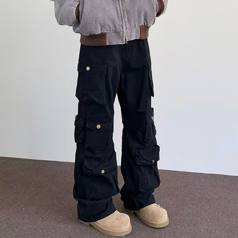 Real Boy - Cargobroek met wijde pijpen en effen taille