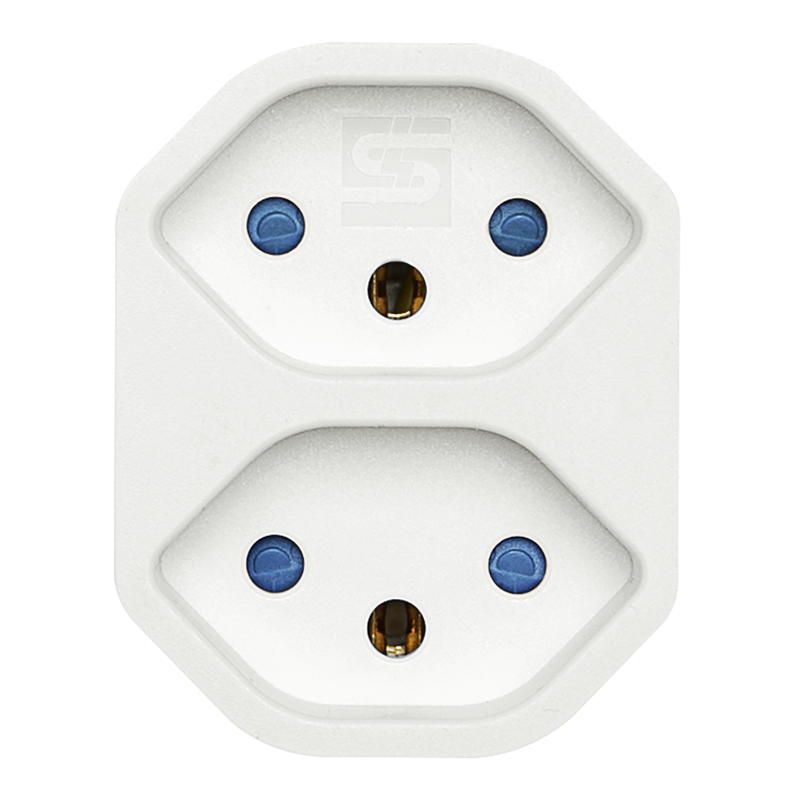 Mehrfachadapter 2-fach Mehrfachstecker T13 Steckdosen Adapter Schweiz 3-polig (14971022) - Weiss