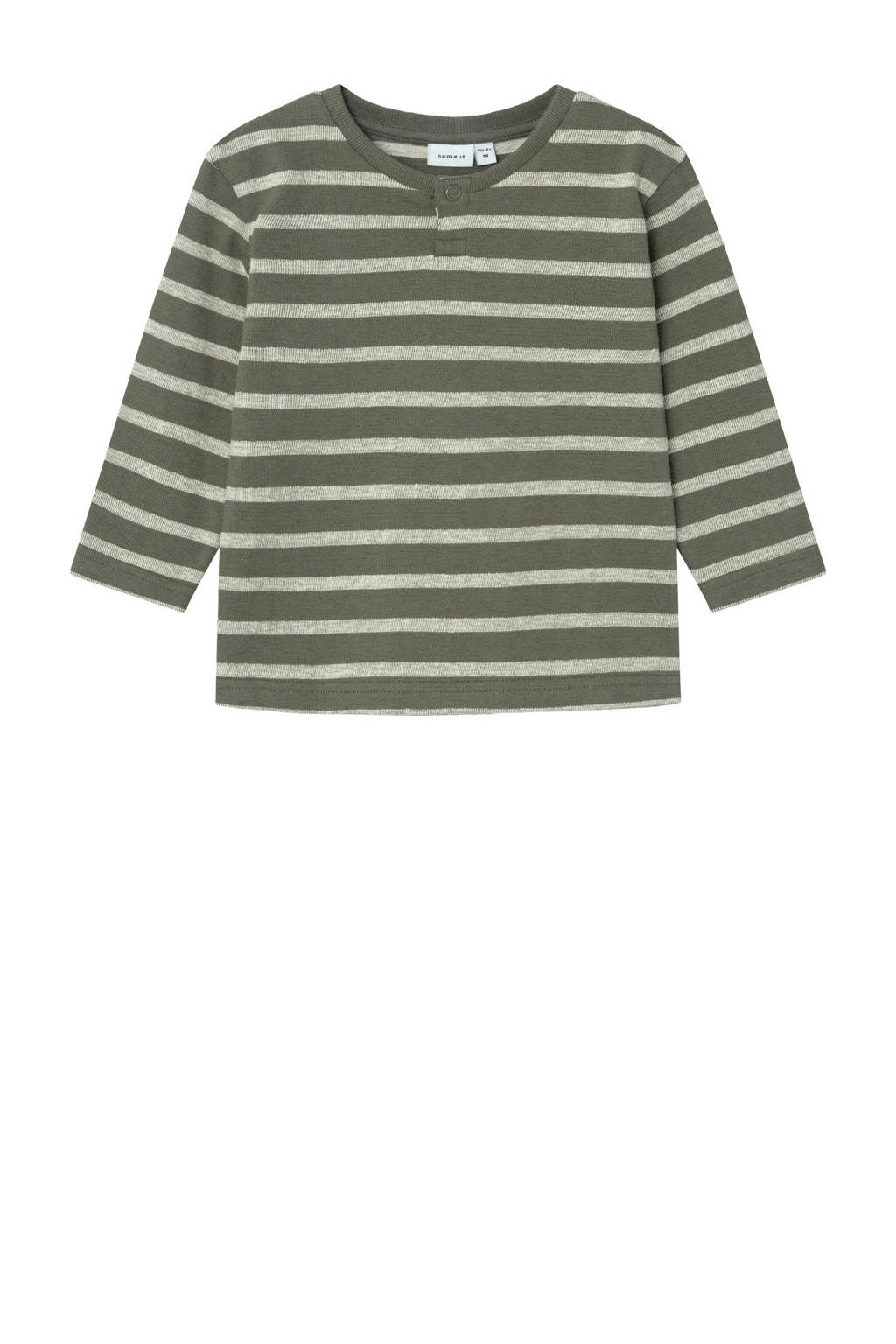 NAME IT gestreepte longsleeve NMMNIKS groen/wit