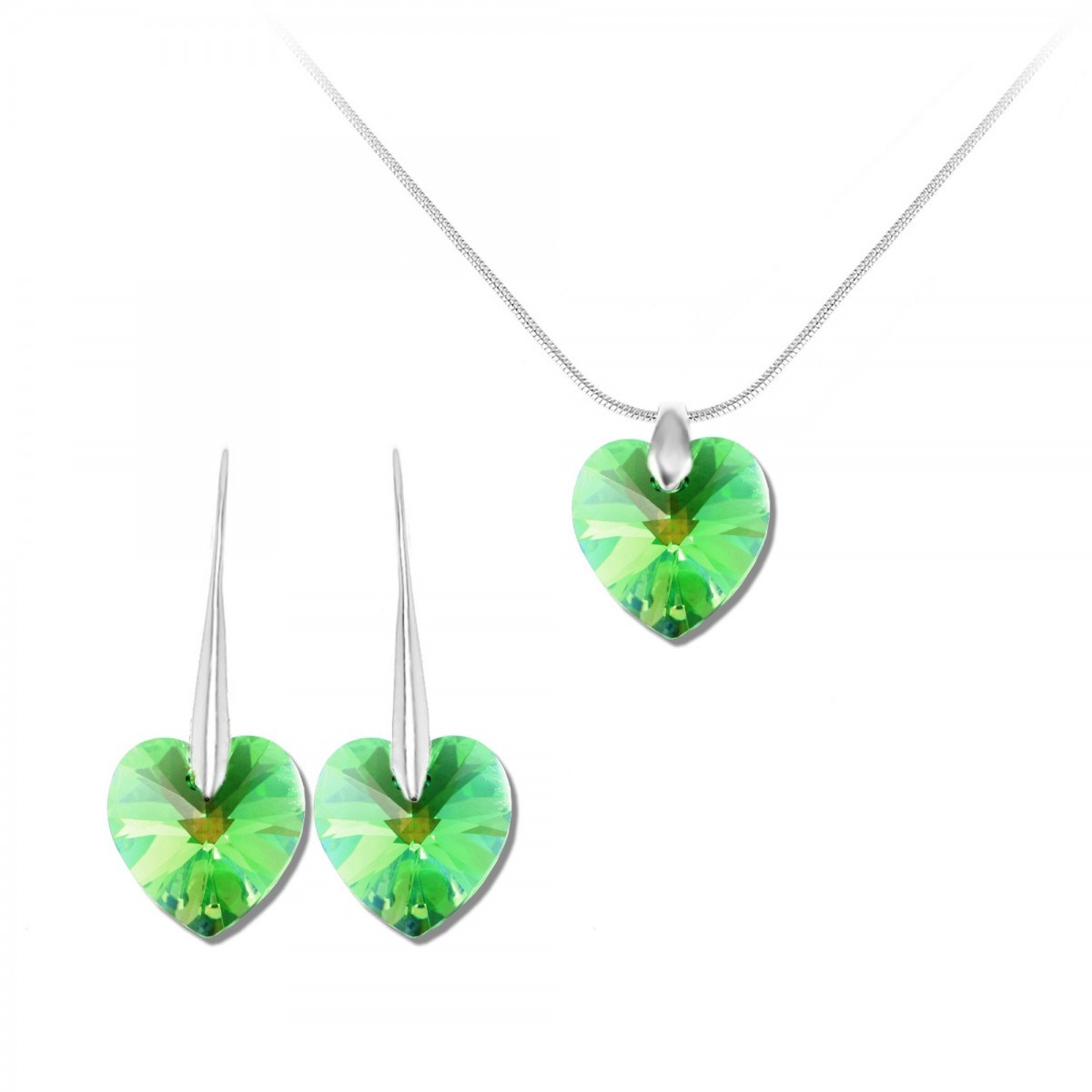 Parure collier et boucles d'oreilles coeurs SC Crystal orneés de Cristaux scintillants