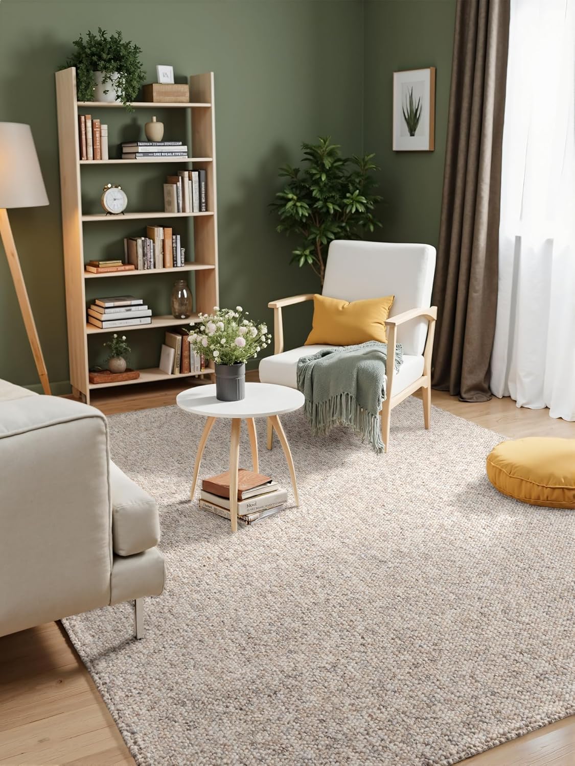 Elle Decoration Rocco - Flachgewebe Teppich, Maschinen Waschbar, Woll Optik, Langlebig & Nachhaltig, Modern, Skandi Look für Wohnzimmer, Esszimmer, Schlafzimmer, Flur - Creme Multifarben, 160x230cm
