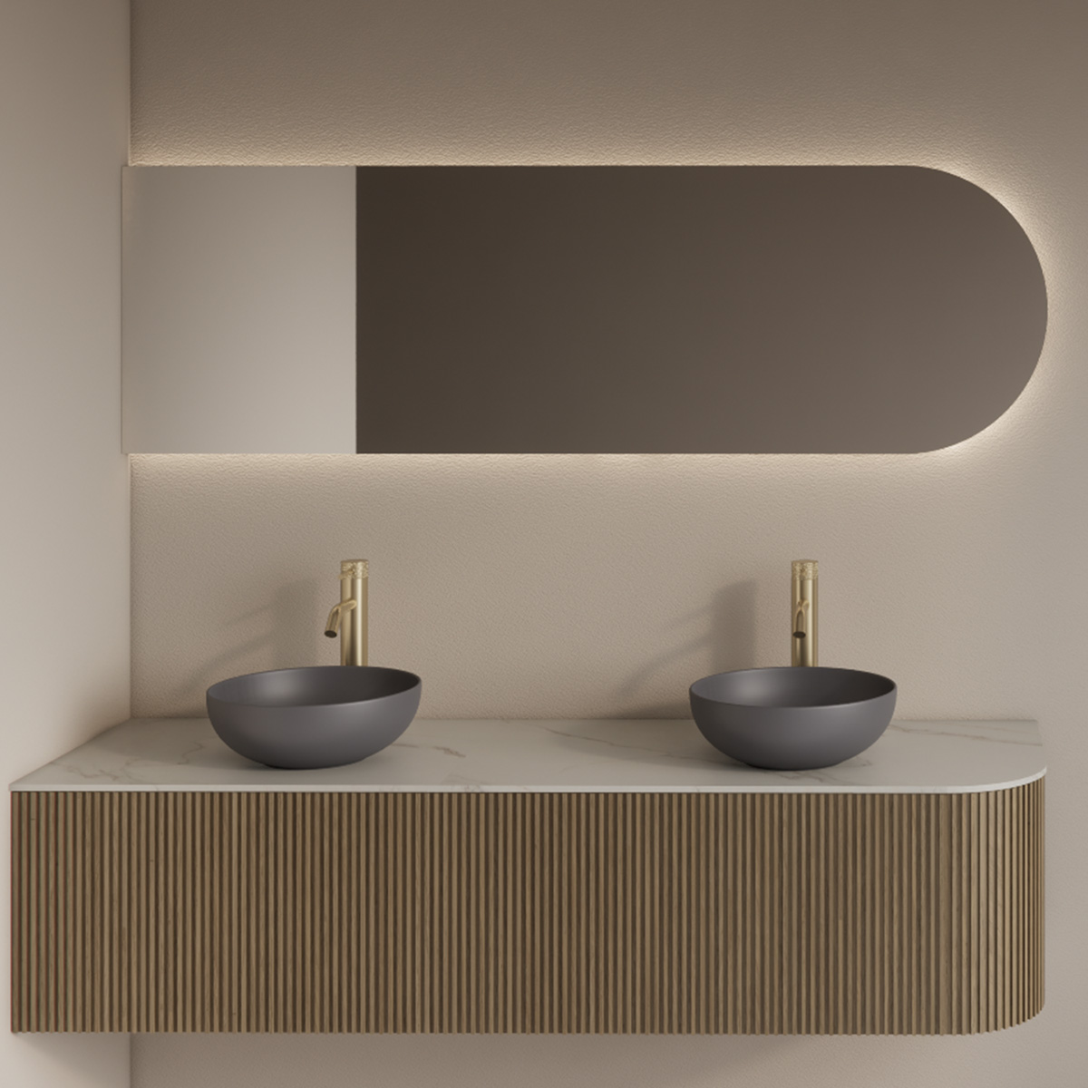 Gliss Design Zelus spiegel ovaal links 180x60cm met handsensor