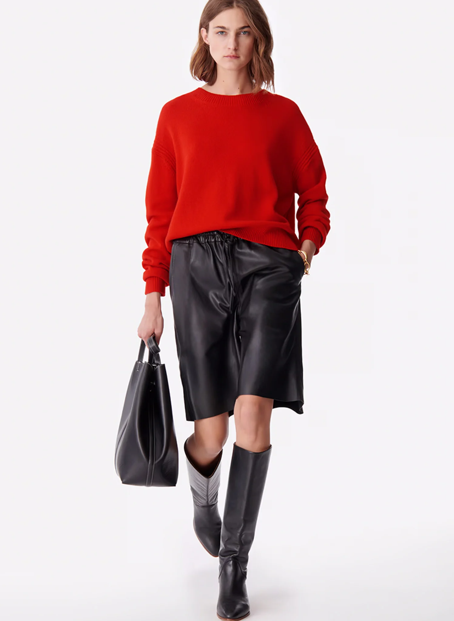 DIDIA - Pull col rond en laine | Rouge