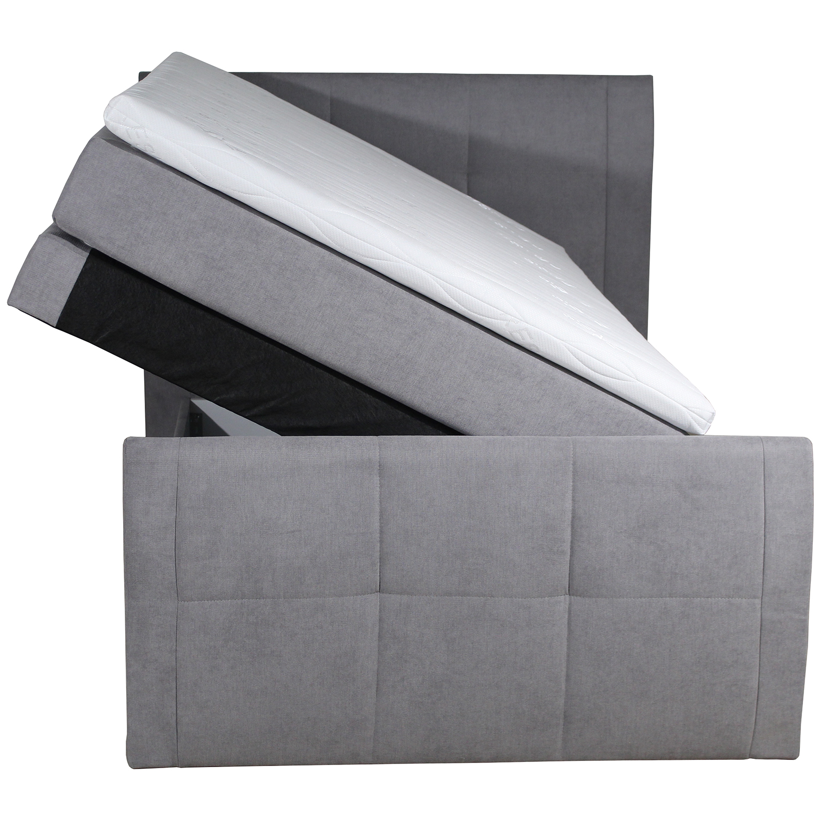 Boxspringbett - grau - H3 - Bettkasten - 120x200 cm