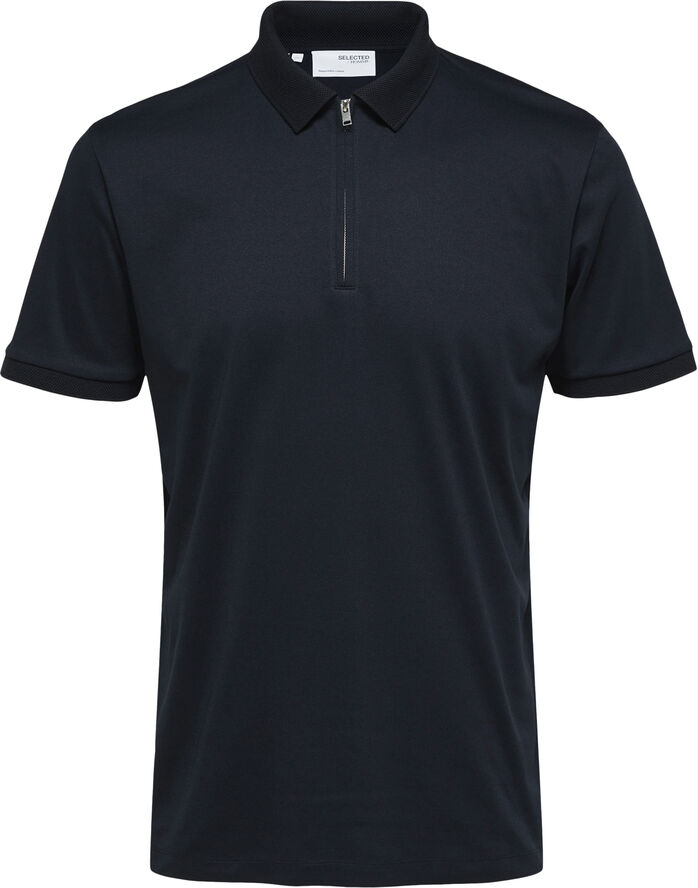 Selected Homme SLHFAVE ZIP SS POLO NOOS Sky captain