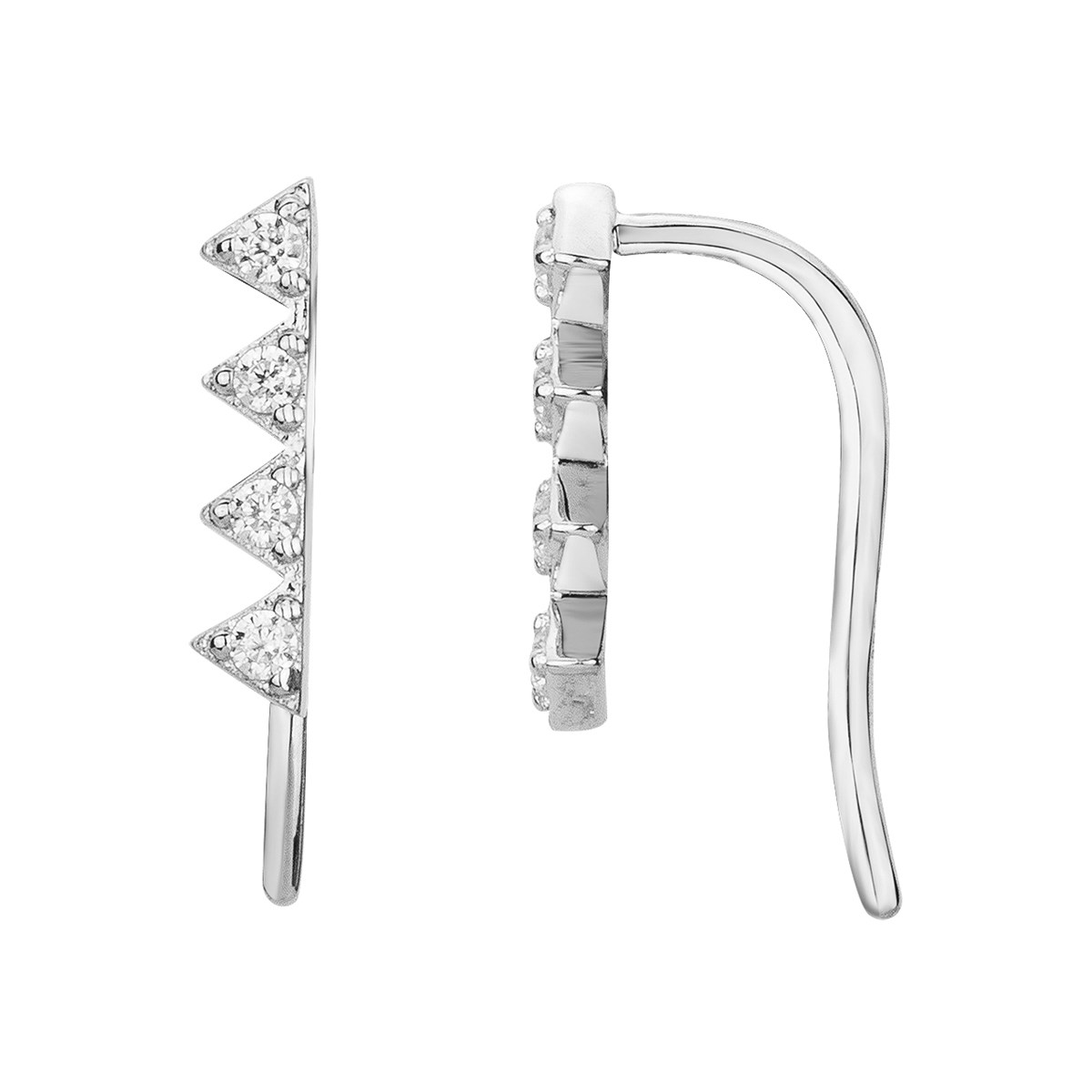 Boucles d'oreilles puces en Argent avec oxyde de zirconium blanc