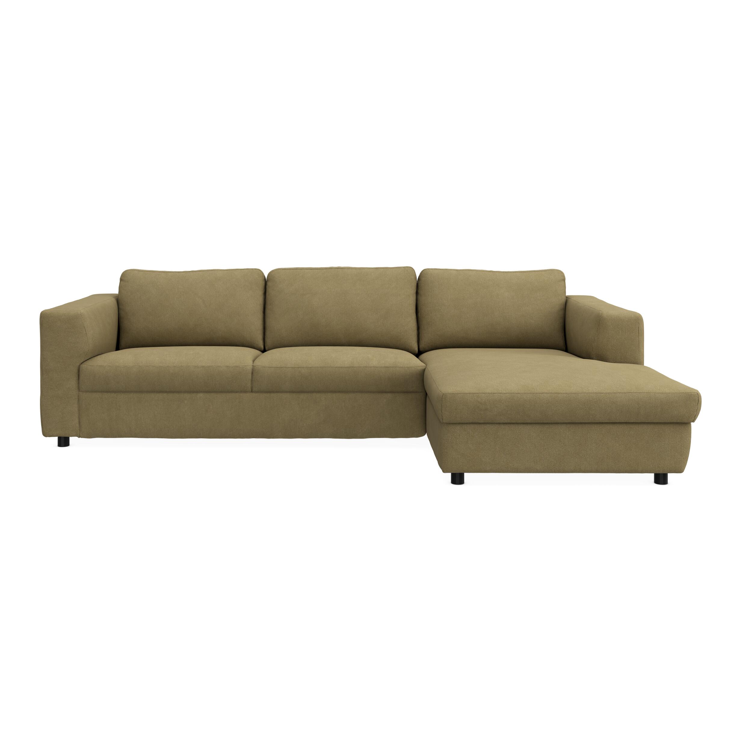 Lean højrevendt sofa med chaiselong