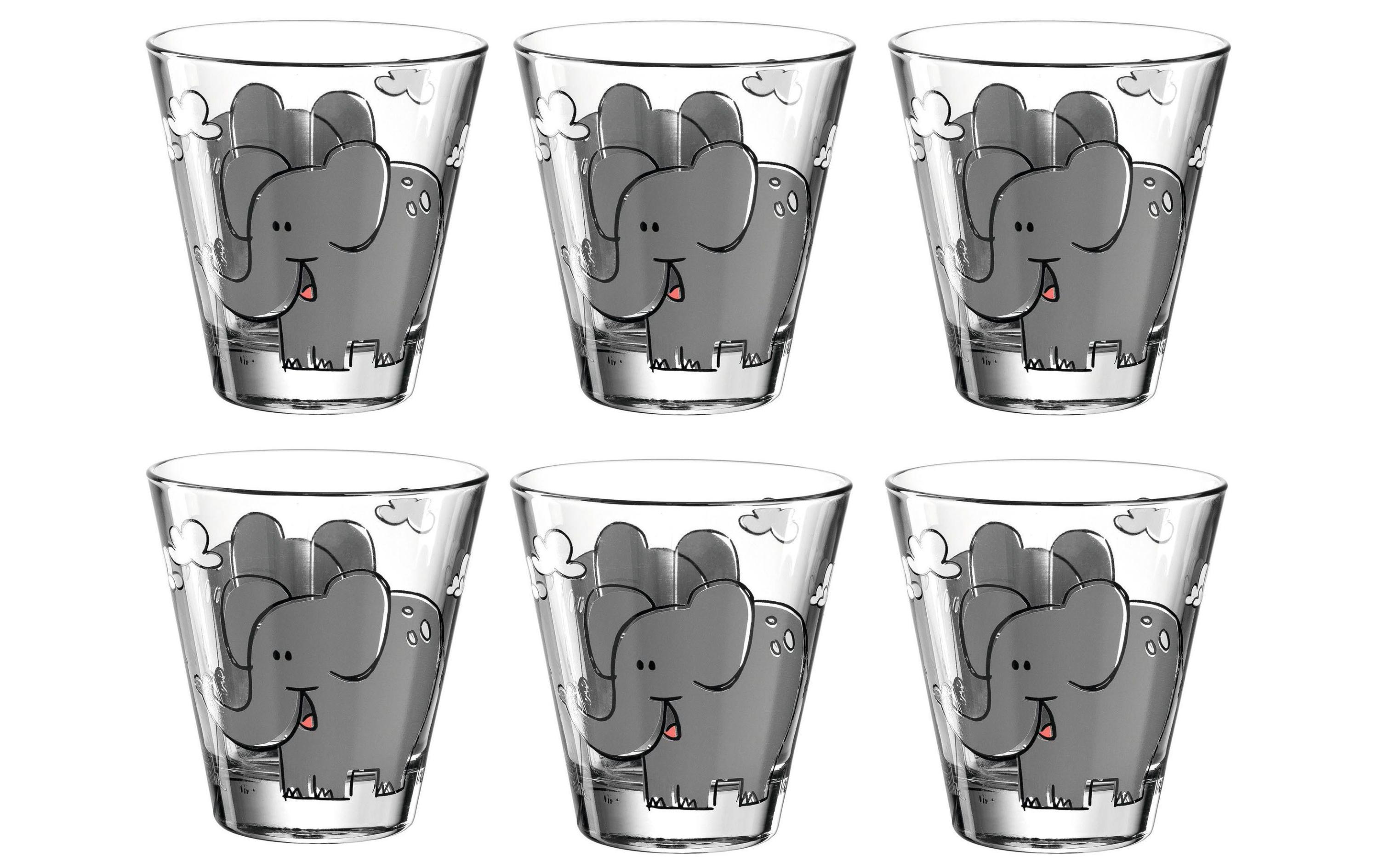 Kindertrinkglas Bambini Elefant, 215 ml, 6 StückTrinkgläser Set für Kinder
