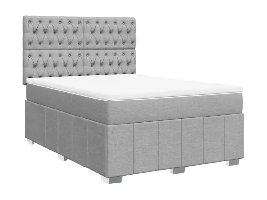 Sommier à lattes de lit avec matelas Gris clair 140x190cm Tissu