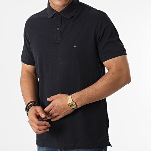 Polo Manches Courtes Print Under Collar 5685 Bleu Marine