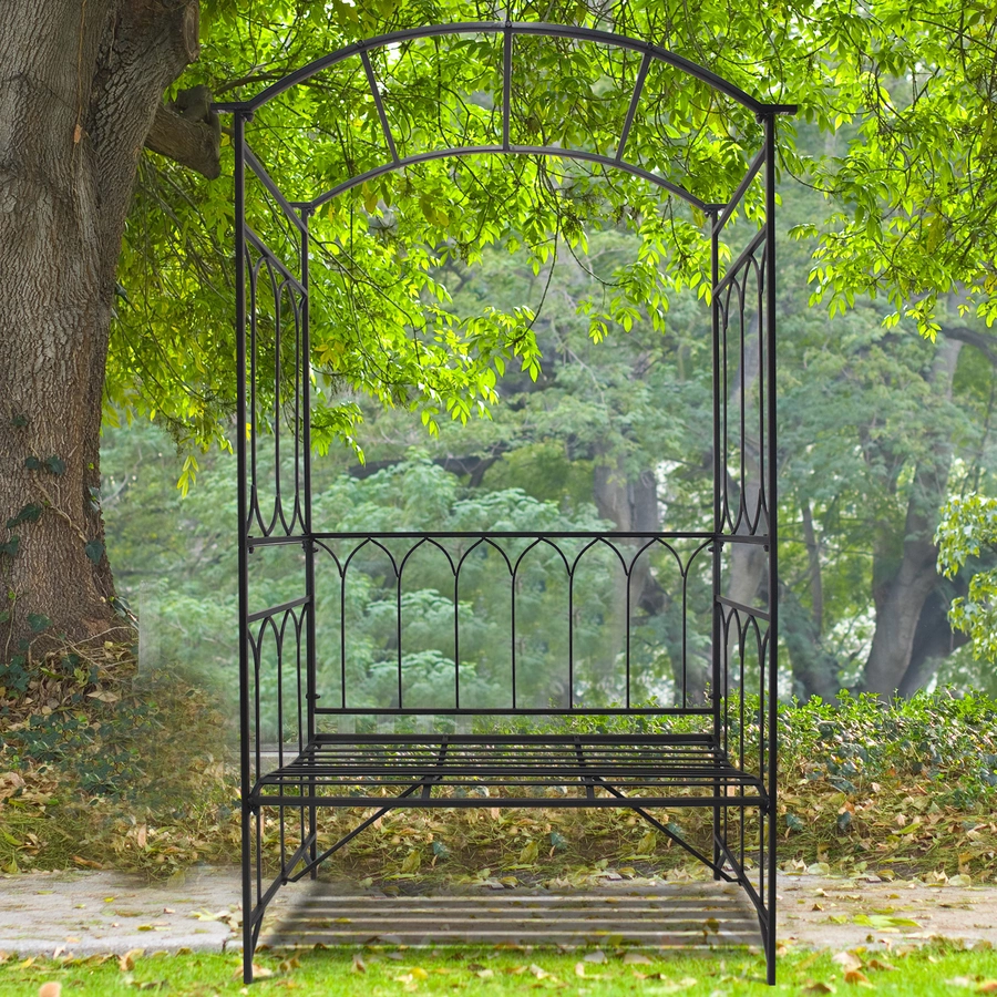 Outsunny Gartenbank mit Rosenbogen schwarz