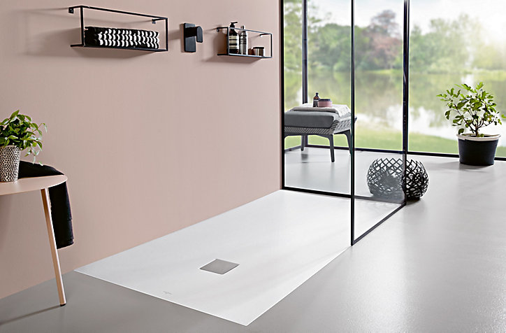 Receveur de douche 90 x 100 cm en acrylique, anthracite texturé, Villeroy & Boch Exklusive