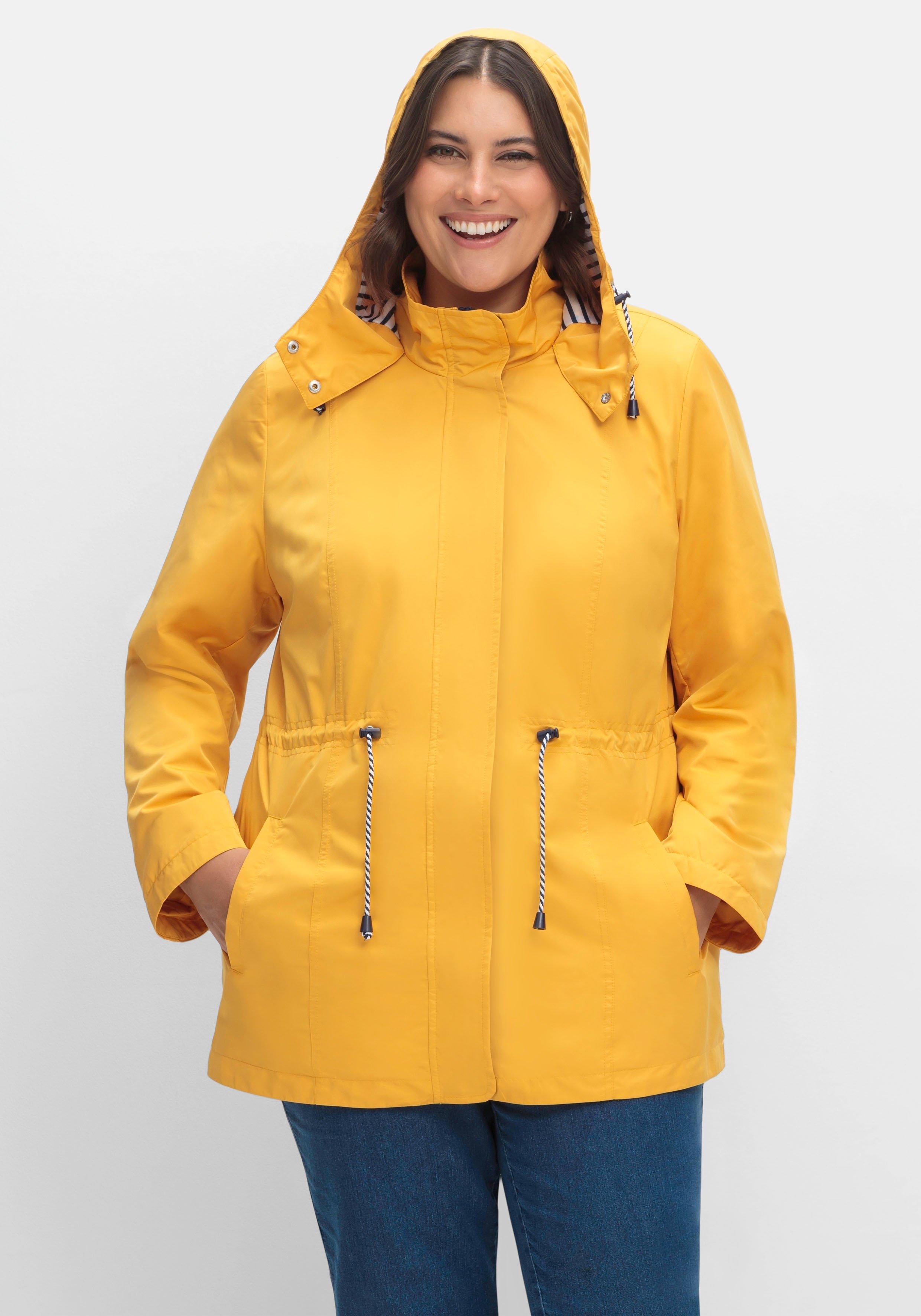 Kapuzenjacke mit Kontrastfutter und Taillen-Tunnelzug