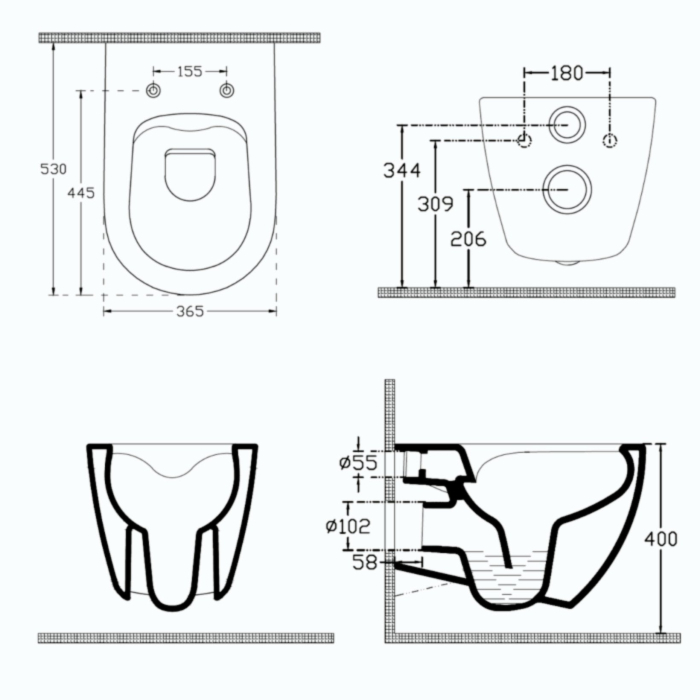 Isvea Sentimenti randloos toilet 51x36.5cm wit mat