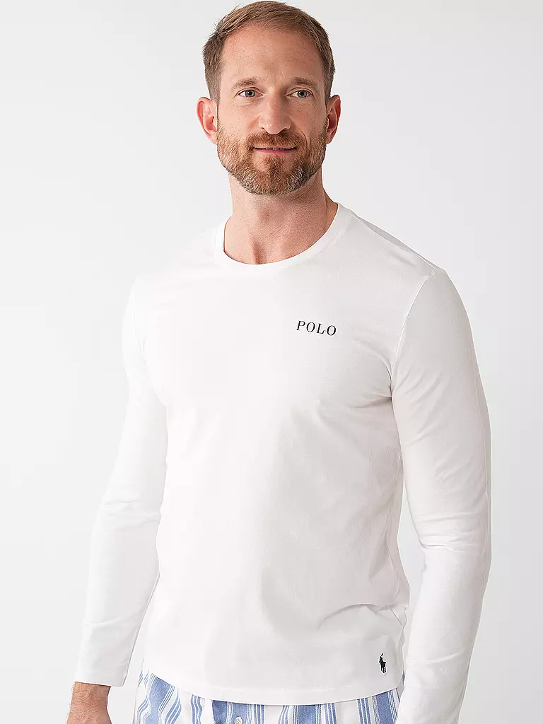 POLO RALPH LAUREN Pyjama Langarmshirt weiss
