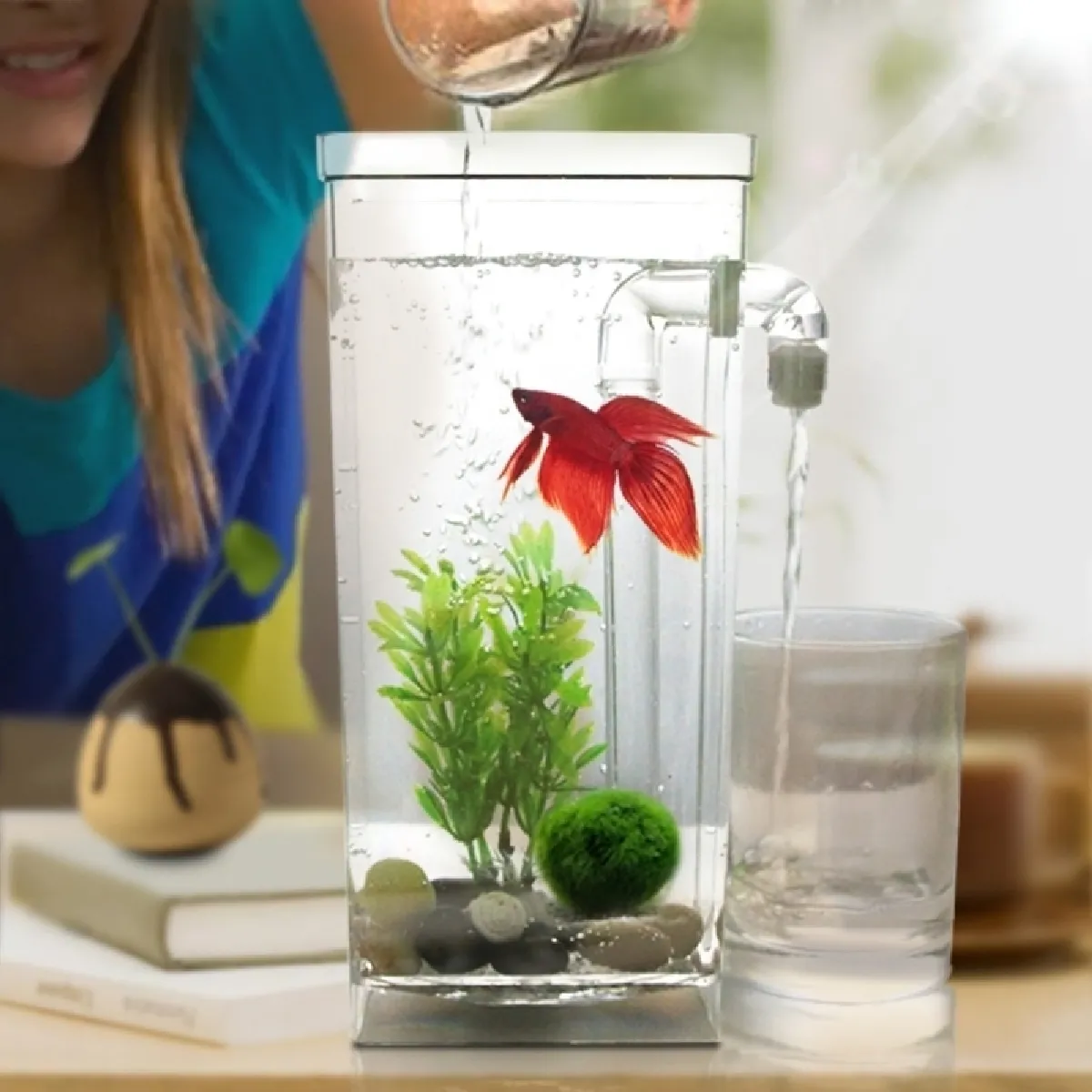 Wewoo Bol Aquarium avec LED - Mini Réservoir