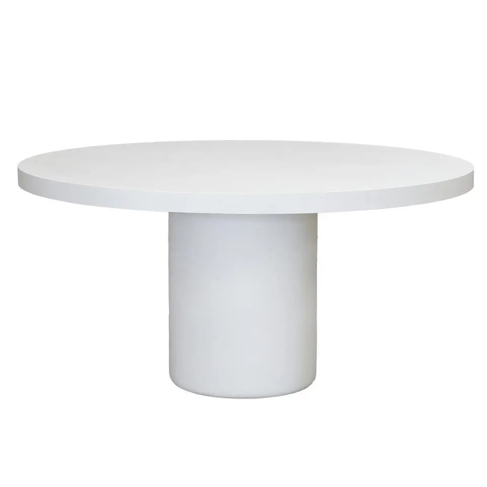 Eettafel Rond 120cm - Wit Eco Composiet - Betonlook - Eden