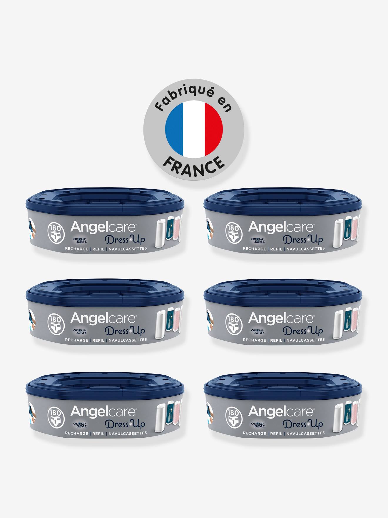 Refil para Lixeira de Fraldas ANGELCARE com Estampas (6 unidades), Branco Escuro Liso
