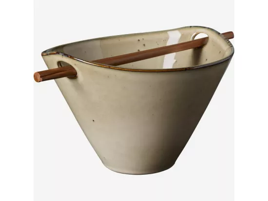 HABITAT - Bol de nouilles avec baguettes en grès - 8 cm - Marron (Lot de 4) - Jersey
