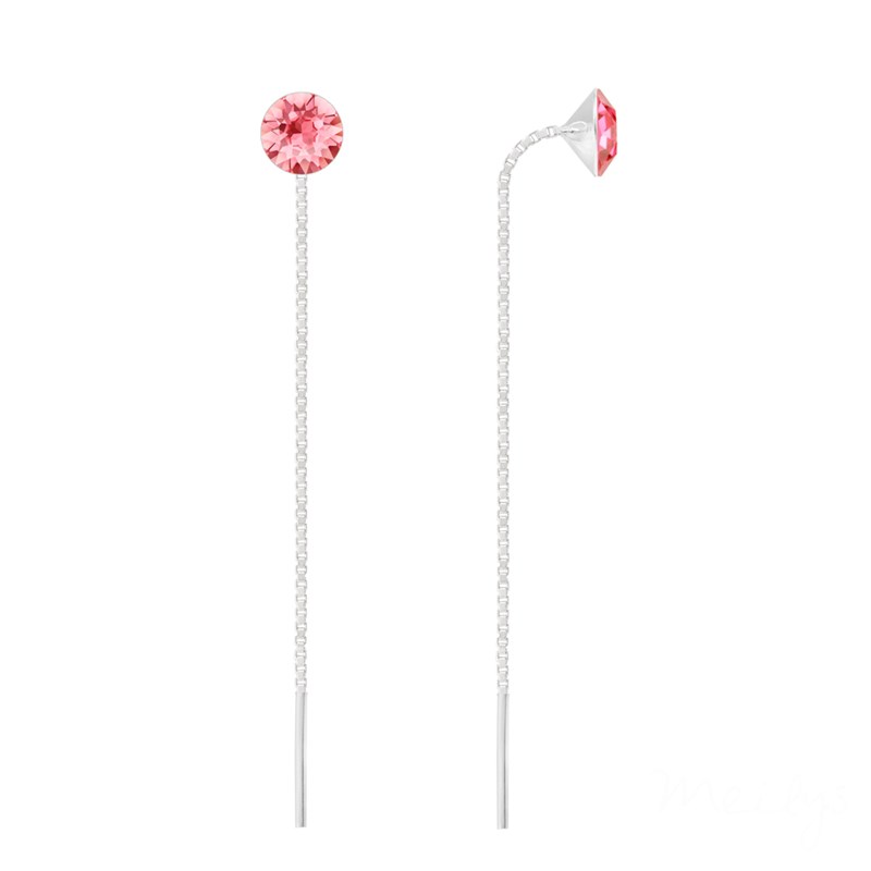 Boucles d'oreilles pendantes en argent 925 rhodié avec perle de crystal Light Rose