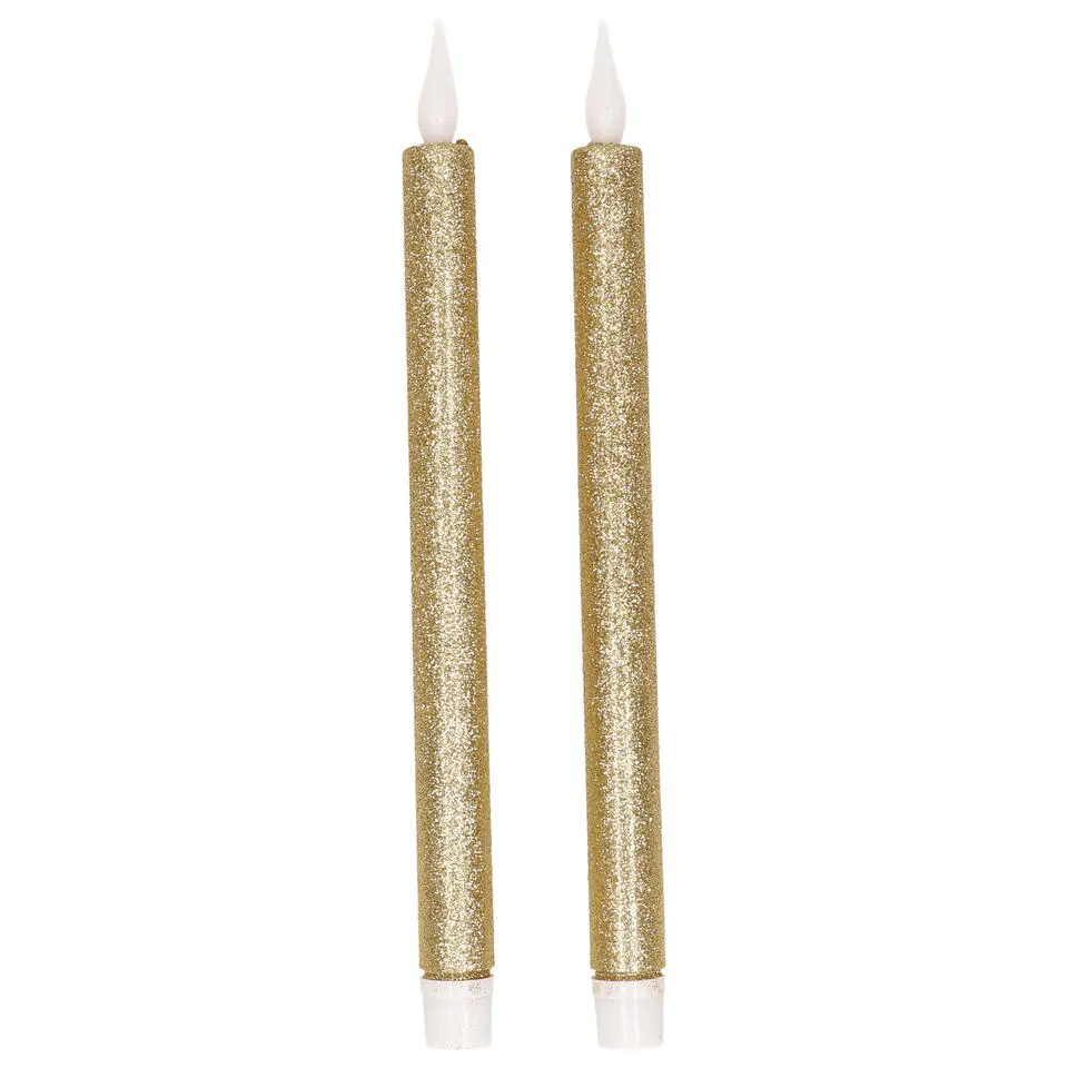 Feeric lights & Christmas LED dinerkaarsen - 2x - goud - 28x2cm