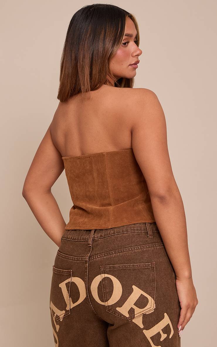 Marron Corset Shape En Synthétique Avec Col Licou Et Laçage