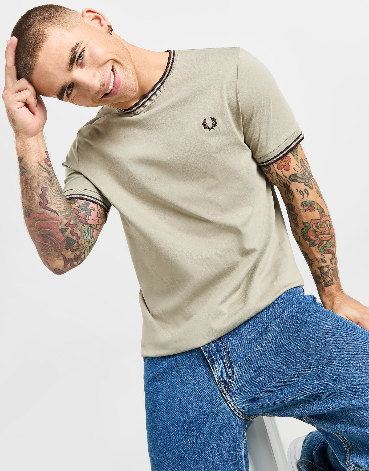 Fred Perry T-Shirt à Manches Courtes Twin Tipped Ringer Homme