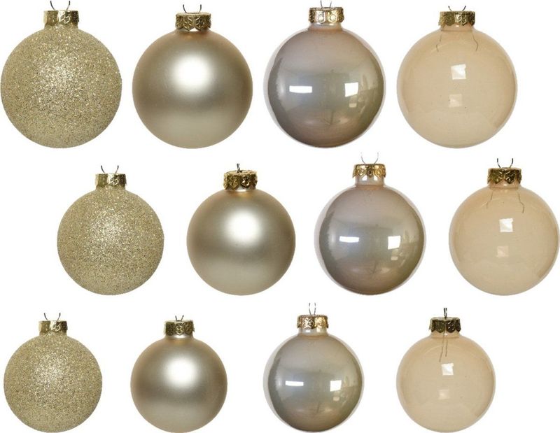 Kerstballen pakket met 42x stuks kerstballen van glas - 5-6-7 cm parel champagne