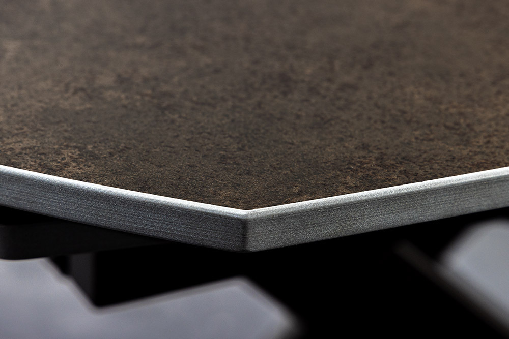Ausziehbarer Esstisch INCEPTION 130-190cm rost  oval Keramik bronze Gestell
