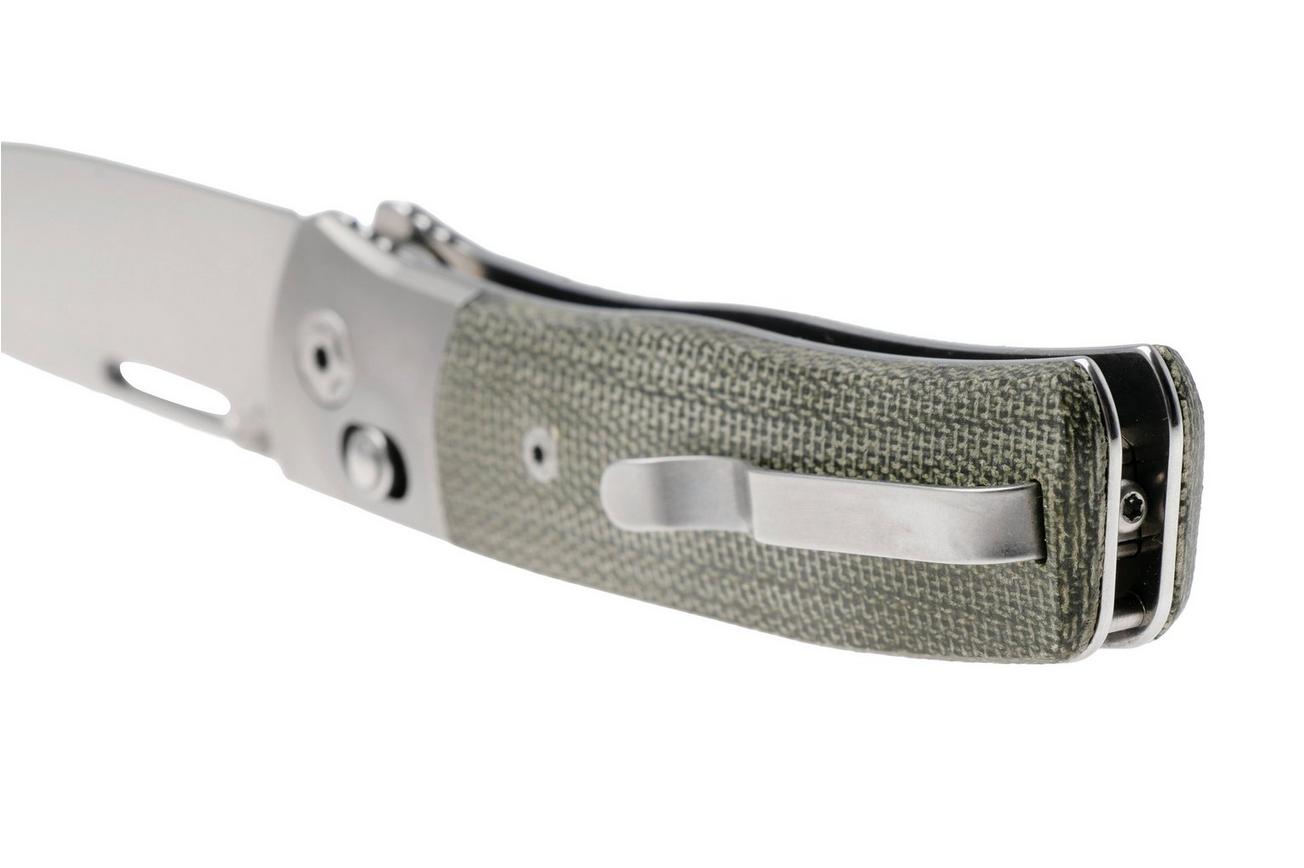 LionSteel NiNi NN2 CVG M390 Satin, Titanium Bolsters, Green Canvas Micarta, zakmes, Gianni Pauletta design