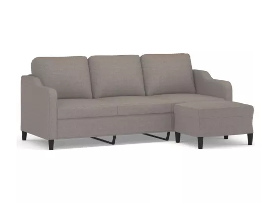 Canapé à 3 places avec repose-pieds Taupe 180 cm Tissu