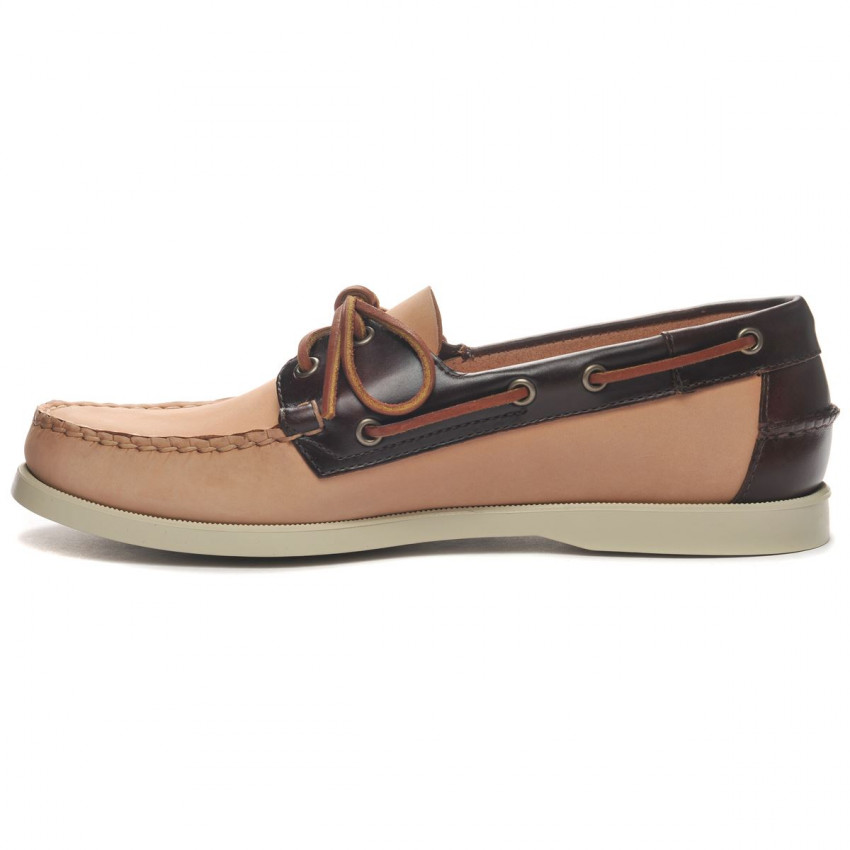DOCKSIDES PORTLAND VEGTAN HAND COLLAR BRUSHED NATURAL DK BROWN-Chaussures bateau pour homme en cuir Portland