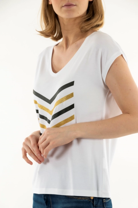 Tee shirt hbt justine 10 kg blanc/kaki gold