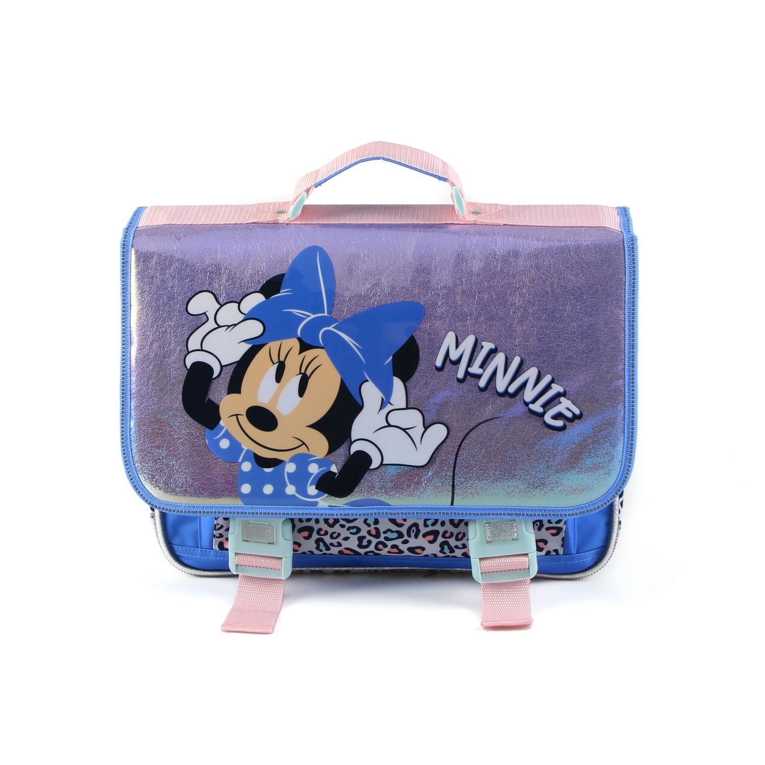 Minnie Maus Leopard Schulrucksack Blaue Schleife 41cm