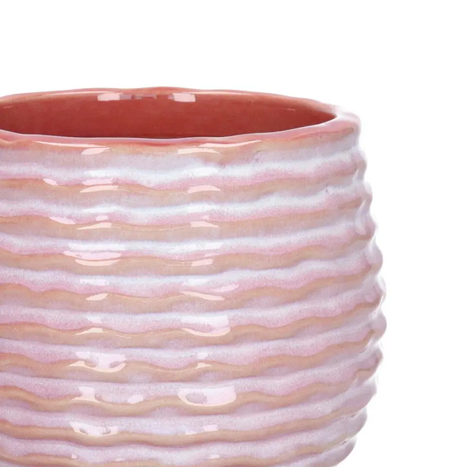 Ideas4seasons Plantenpot ribbel - zachtroze - D14 x H10 cm