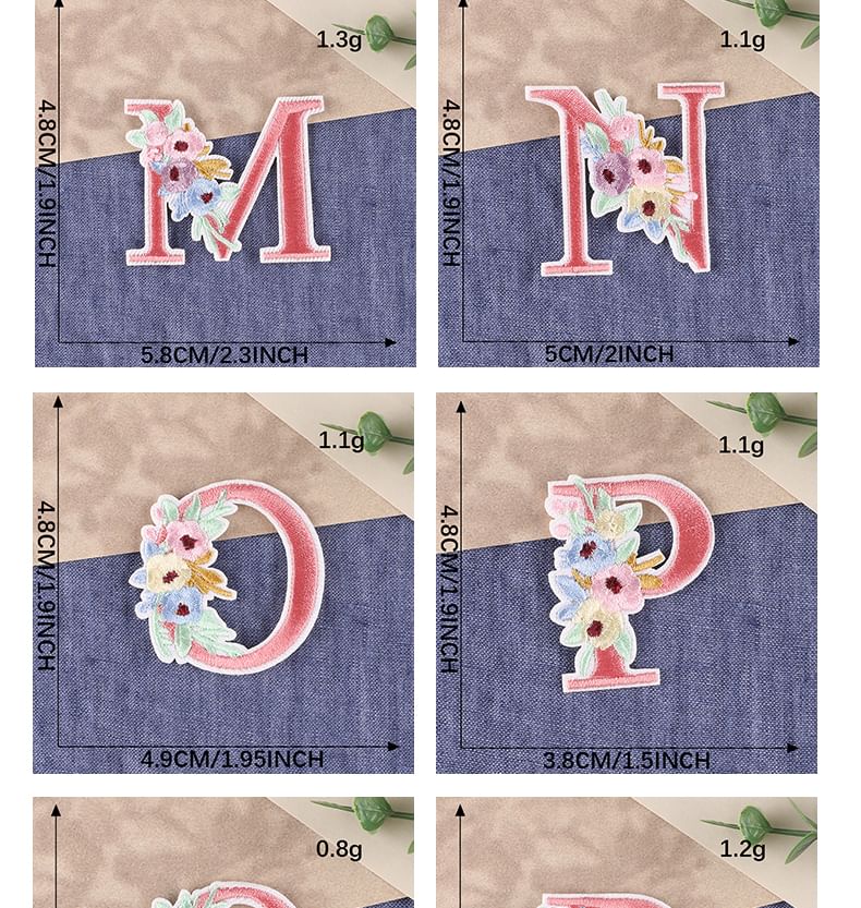 Embroidery Kingdom - Geborduurde applicatie met bloemenalfabet (verschillende ontwerpen)