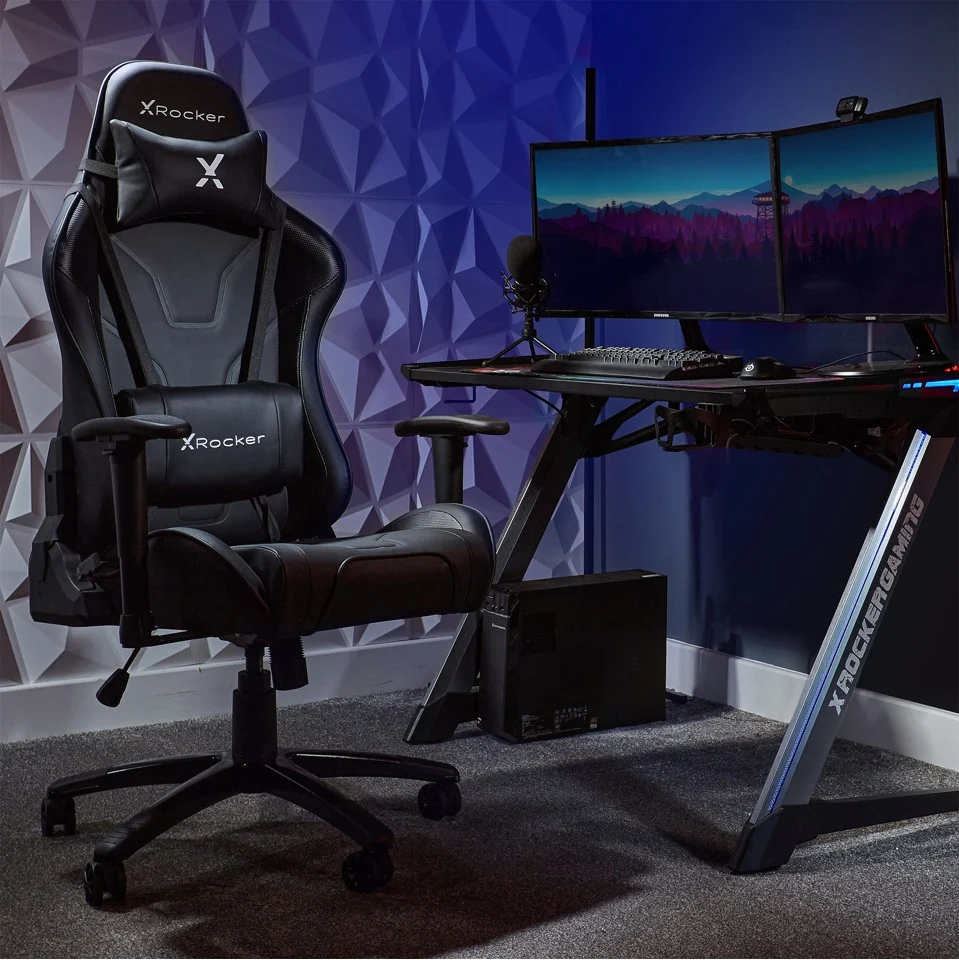 XROCKER AGILITY SPORT ESPORT PC OFFICE GAMING CHAIR - CARBON BLACK
