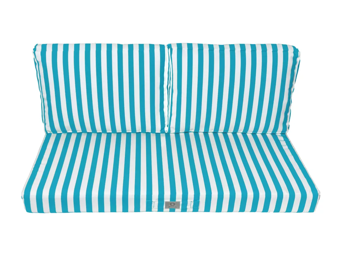 Coussins pour salon de jardin déhoussable 120x60cm - Rayure Turquoise