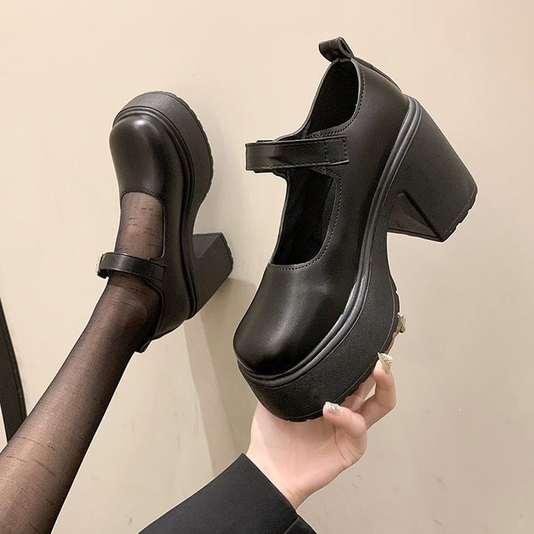 Asterisk - Mary Jane-schoenen met plateauzool en dikke hak