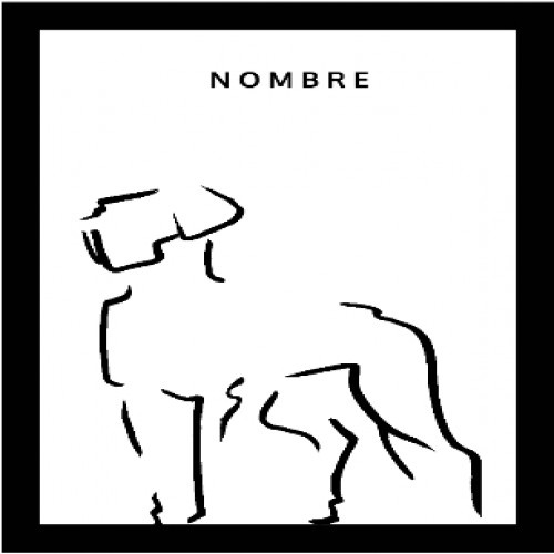 Ilustração de um dogo, moldura preta, cor branca