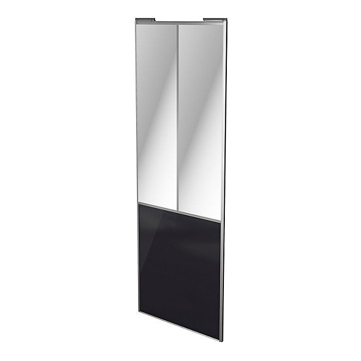 Porte de placard coulissante atelier noir profil gris GoodHome Arius H. 248,5 x L. 91.2 cm + amortisseurs