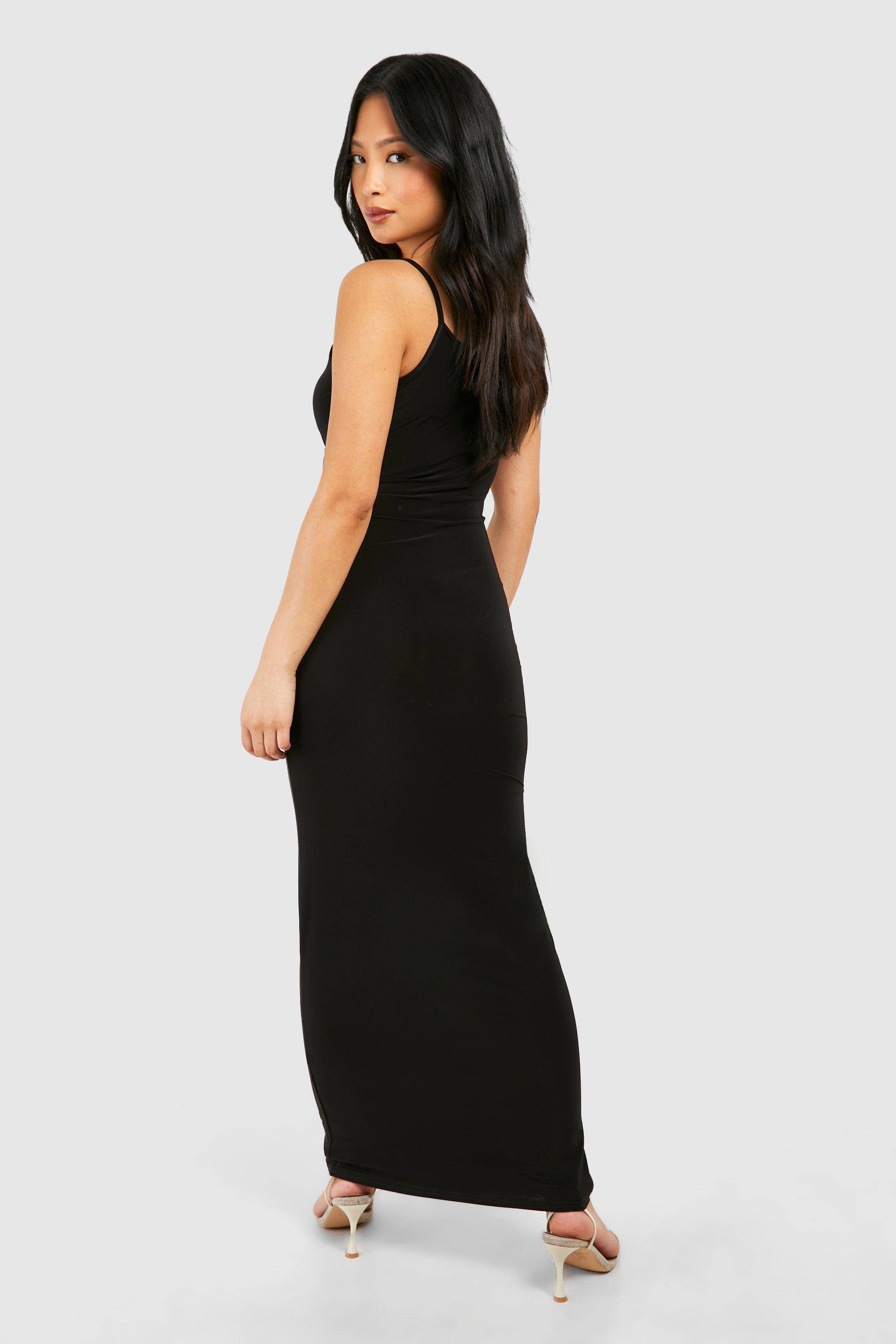 boohoo Petite robe maxi à encolure ronde et fines bretelles