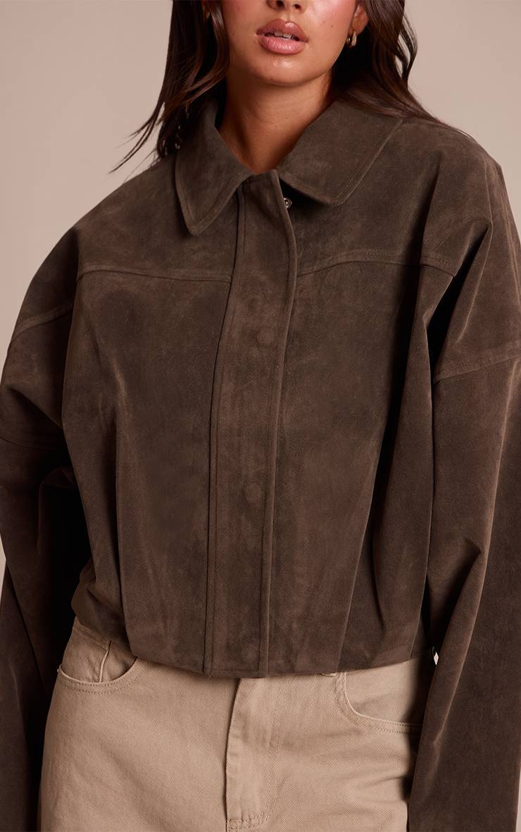 Kaki Blouson Aviateur En Faux Suède Avec Patte De Boutonnage Dissimulée