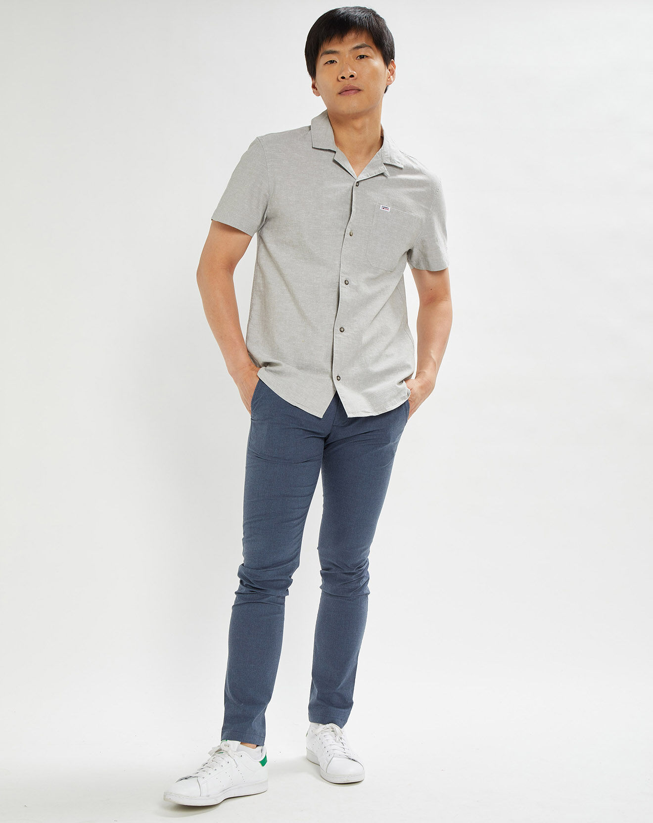 Tommy Jeans Chemisette droite en Coton & Lin Camp grise
