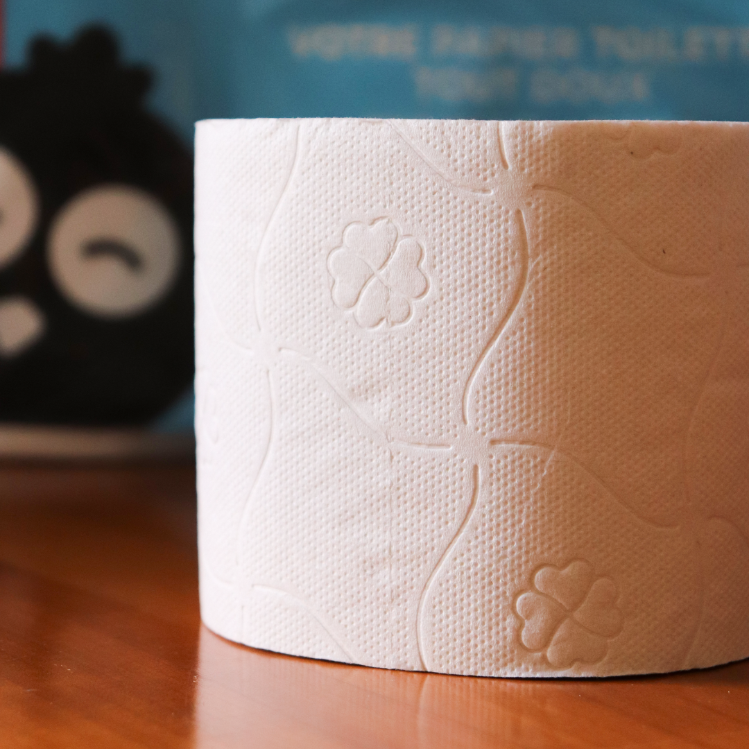 Votre papier toilette tout doux, 100 % recyclé, fabriqué en France 🇫🇷