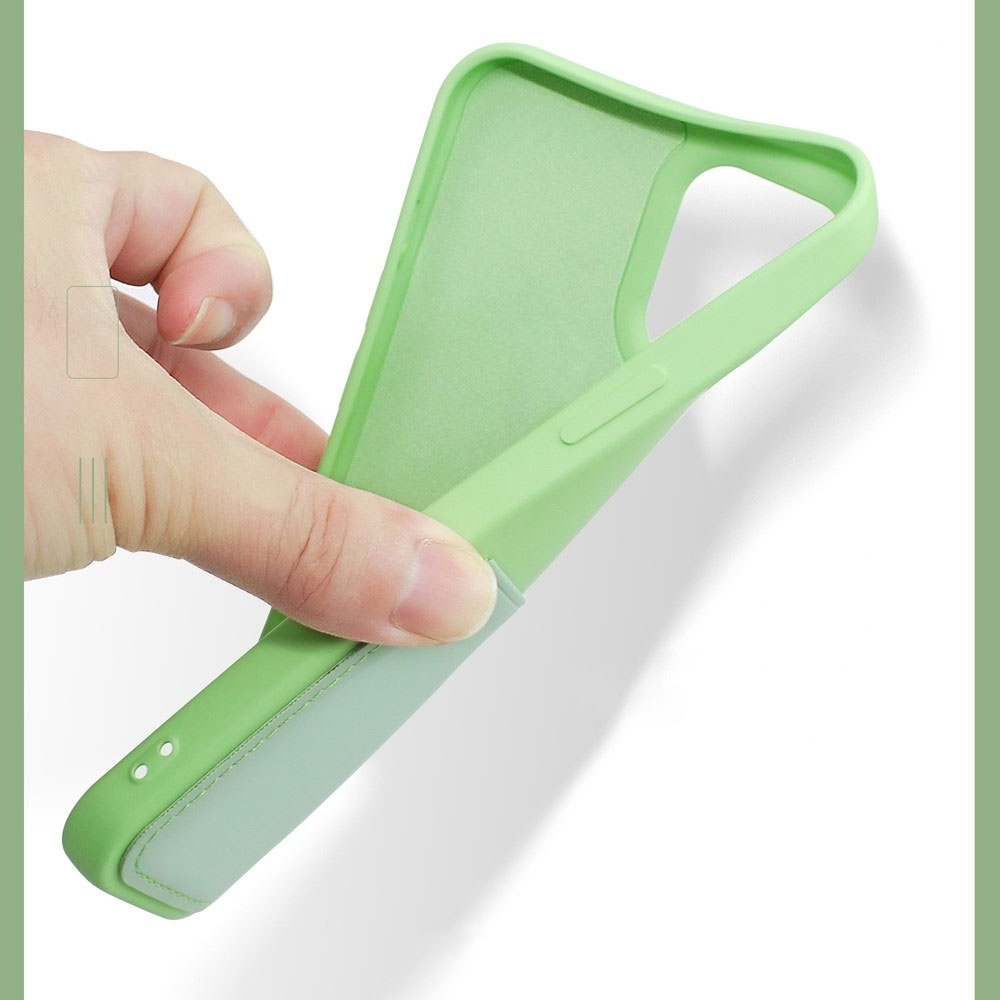 iPhone 12 Gummi Case Hülle mit Leder Kartenfach - Lila
